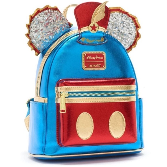 LOUNGEFLY NWT DISNEY PARKS DUMBO MAIN ATTRACTION CIRCUS FOIL